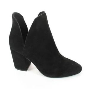Steve Madden Rookie Chunky Block Heel Ankle Bootie Black Suede 7.5